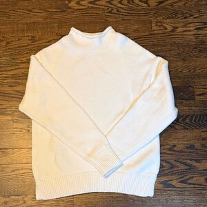 Banana Republic Woman's White Rolled Crew Neck Sweater